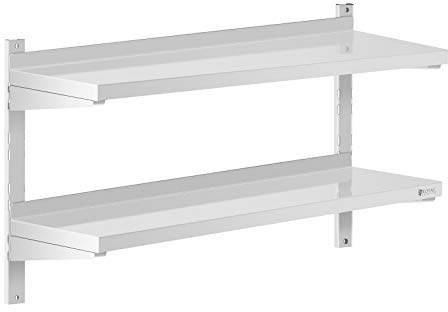 Royal Catering RCWR-1000.3 Wandbord 2 Ablagen 30 x 100 cm Regal Edelstahlregal Küchenregal Edelstahl 40 kg