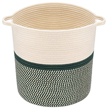 Navaris Flechtkorb zur Aufbewahrung aus Baumwolle - Wäschekorb geflochten - Seil Korb rund für Wäsche Kissen Decken Spielzeug - waschbar per Hand