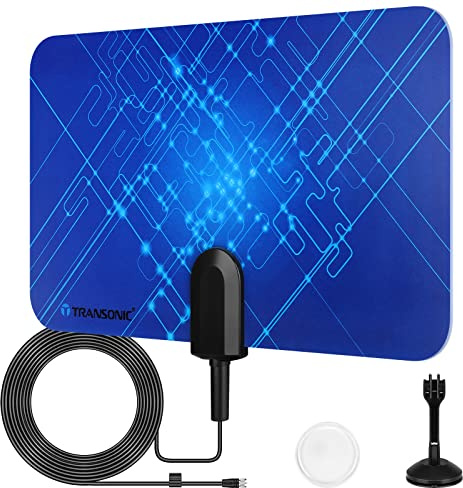 T Transonic B100 inomhus digital platt TV-antenn, 360° mottagning, stöder HD-kanaler för alla typer av digital TV