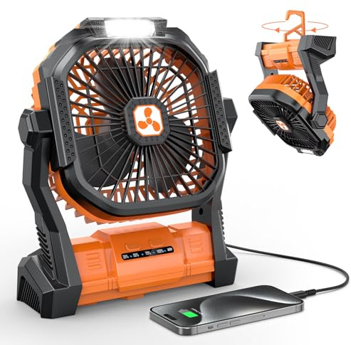 Portable Fan Rechargeable, Cordless Battery Powered Fan with LED Lantern, Small Table Fan, USB Battery Operated Fans for Travel Bedroom Home Camping Tent Office Beach Desk Picnic Barbecue Fishing