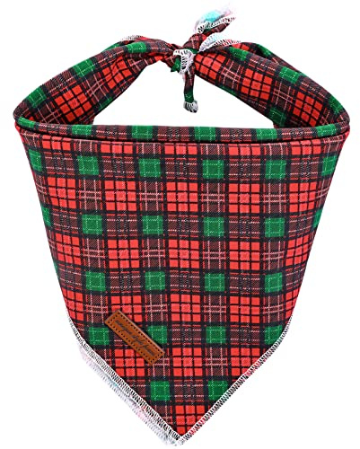 Unique style paws Christmas Dog Bandanas 1PC Washable Bibs Scarf, Pet Dog Kerchief, Cotton Triangle Dog Scarfs for Small Medium Large Girl or Boy Dogs -Green-S