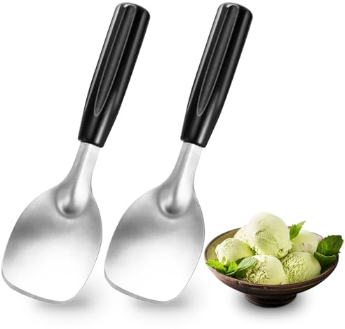 POWSHELF 2 Pack Ice Cream Spade - Stainless Steel Flat Ice Cream Paddle, Scooper for Hard or Creamy Dessert Spade Butter Cutter