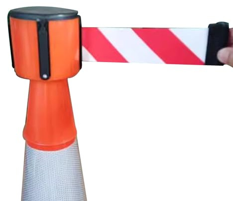 Tavkomco Cone-Mounted Retractable Belt Barrier, Red and Yellow Retractable Topper Traffic Cone Topper, 2/3/5 m, for Blocking Traffic and Pedestrian Areas(B,2M(6.6FT))