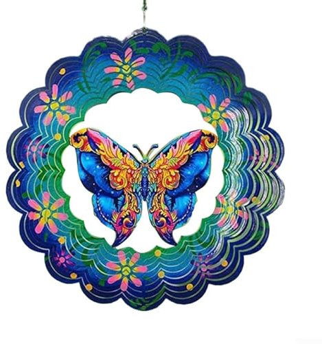 Butterfly Wind Spinners Outdoor 25cm 3D Wind Spinner Hanging Metal Wind Catcher Garden Decor for Wind Catchers & Spinners(A)