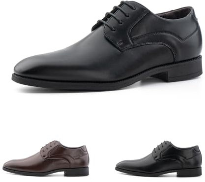 Hitmars Anzugschuhe Herren Derby Schuhe Oxfords Schnürhalbschuhe Männer Klassischer Komfort Schnürschuhe Businessschuhe Schwarz N2 EU45