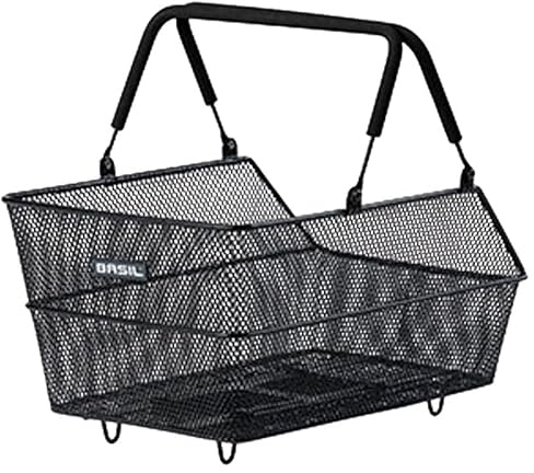 Basil Cento S MIK Panier de vélo arrière Noir – Système MIK verrouillable avec système MIK résistant aux intempéries, Volume de 11 litres, idéal pour Les Courses et l'utilisation Quotidienne