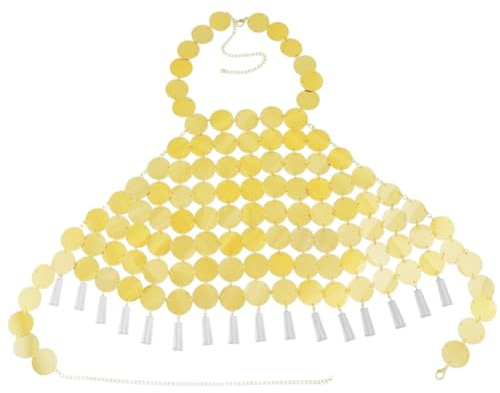 CABODYALS 1 st paljett kroppskedja topp guld tofs outfit glitter grimma rygglös magtröja plast sommar strand sexiga smycken bröstkedjor ihålig bikini linne för kvinnor nattklubb rave fest
