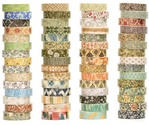 Songdao 60 Rollen Grundlegende Muster Washi Tape Set Dekorative Retro Masking Tapes Klebeband Bunt für Kunst, DIY Handwerk, Tagebuch, Planer, Scrapbook, Verpackung (Retro Baroque)