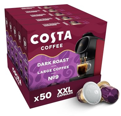 Costa Dark Intense Roast XXL Coffee Pods (Pack of 5, Total 50 Coffee Capsules)