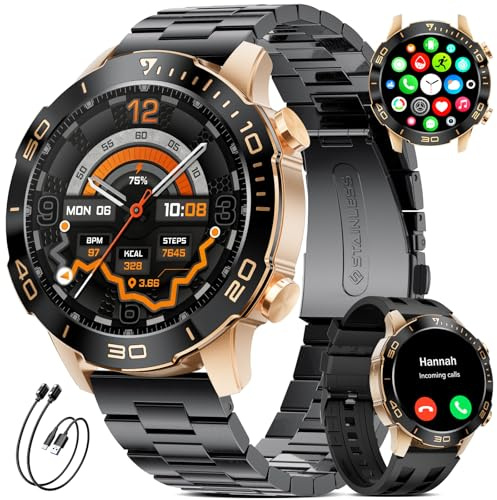 SUNKTA Orologio militare da uomo con funzione telefonica, orologio sportivo da 1,43 pollici, IP68, impermeabile, batteria da 500 mAh, con modalità sportive, frequenza cardiaca 24/7, monitor del sonno