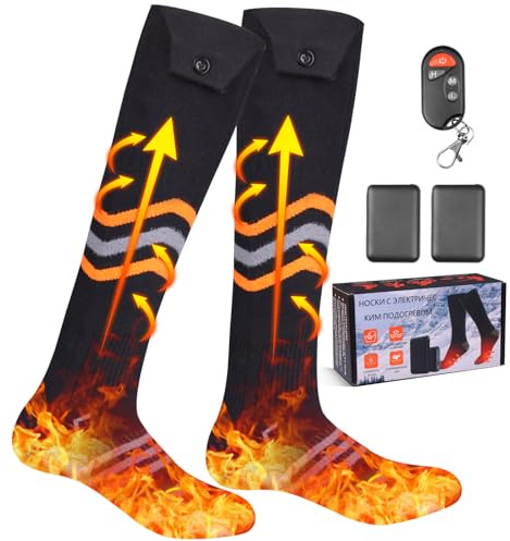 Calcetines Calefactables para Hombre y Mujer Calze al ginocchio Calentamiento de 360 ° con Batería 5000 mAh/5V Calze Termiche Ricaricabili 4 Temperature per l'intero Plantare per Invierno Sport