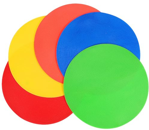 BESTOMZ 5pcs Soccer Training Marker Discs Set, Multi-color Flat Poly Spots for Speed Agility Drills, Physical Education Equipment for Football Practice and Field Marking