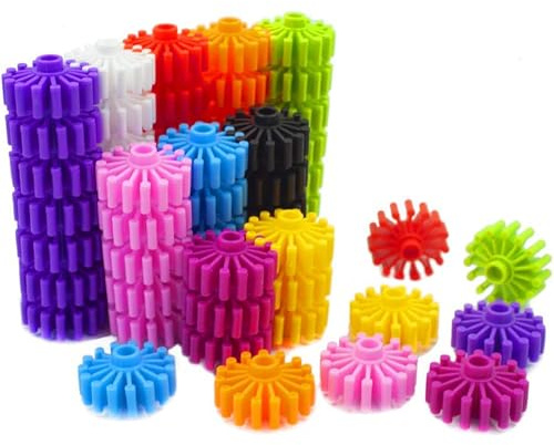 RAINBOW TOYFROG Interlocking Gears Toys for Kids - 100 Piece Kit with Tote - Colorful Manipulatives for Preschool Sensory Bin Or Occupational Therapy Tools - STEM Building Toys for Girls & Boys