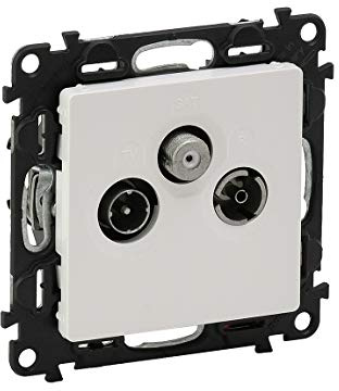 LEGRAND, Valena Life, TV-R-SAT Sternsteckdose, TV-Buchse, Dämpfung 1,5 dB, inkl. Abdeckplatte und Tragrahmen, UHD-TV kompatibel, Ultraweiß, 753152