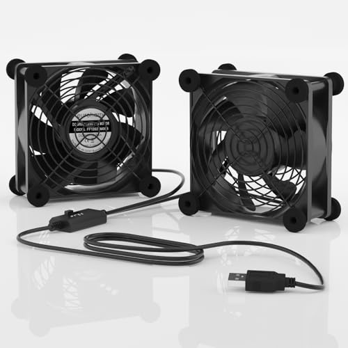 euroharry USB PC Lüfter 2 in 1 120mm mit 3 Geschwindigkeiten einstellbar 5V / 0,3A USB Lüfter mit Metallschutzgitter Gehäuselüfter für PC/Laptop/Stereo-Verstärker