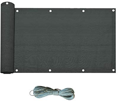 Rebecca Mobili Revestimiento Balcon, Cortavientos, Polietileno Gris Antracita, Transpirable Anti UV - Medidas: 0,9 x 5 Metros (AxAN) - Art. RE6585