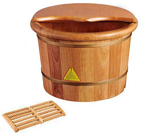 TAOZUYING Foot Basin Tall Wooden Bucket With Cover Foot Bath Tub Foot Spa Bath Hot Water marriage
