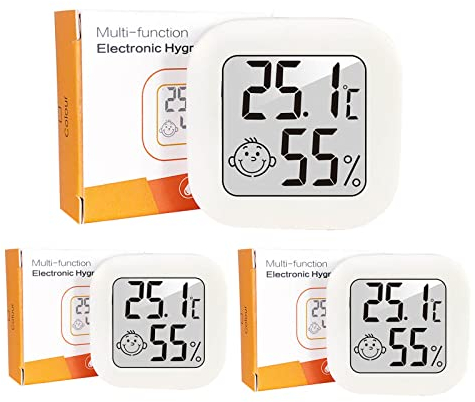 Lot Thermomètre Intérieur,LCD Mini Digital Thermometre Hygrometre Interieur, Haute Précision Petit Thermomètre d'intérieur Exterieur Mural Pour Maison, Chambre Bébé, Culture and Cave (3)