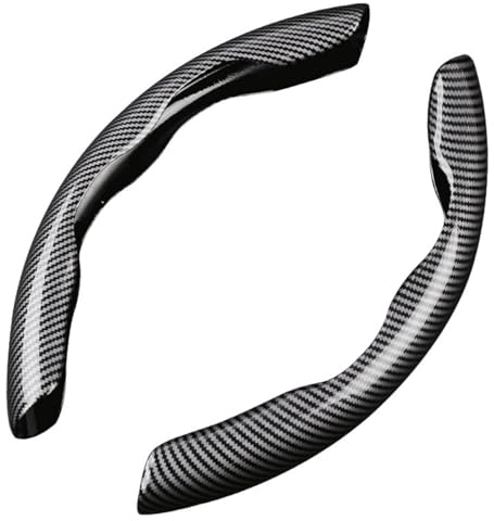 Car Carbon Fiber Steering Wheel Cover, AUTOXBERT Segmented Steering Wheel Protector Universal Anti-Skid Sport Steering Wheel Cover (Black)