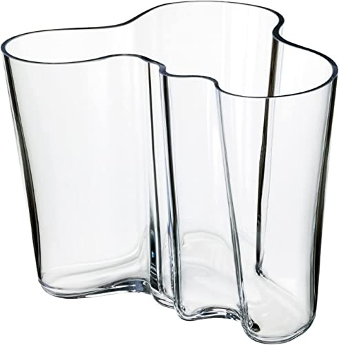 Iittala Alvar Aalto transparent kristallglas vas i vågform, mått: 16 cm x 20,8 cm, 1007041
