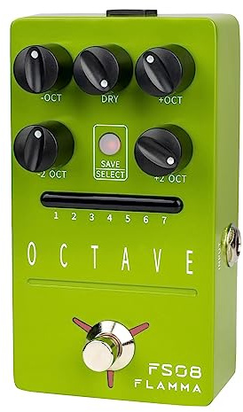 FLAMMA FS08 Octave Pedal Electric Guitar Polyphonic Octave Effects Pedal Dry Signal Control 7 Presets Slots