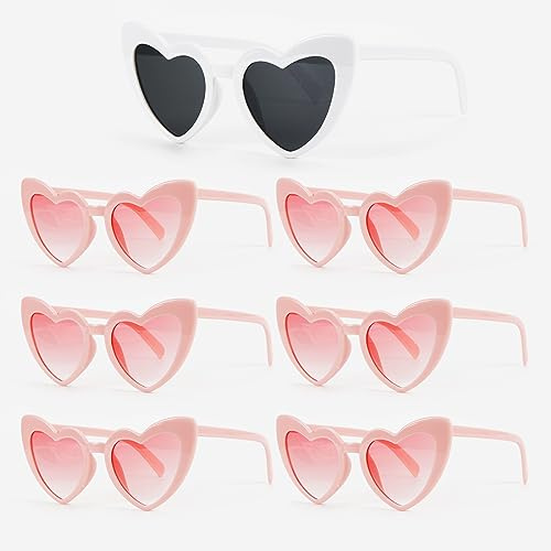 Gafas de Sol Corazón, Gafas Corazon Novia Team, Gafas Despedida de Soltera, 7 Pares de Divertidos Gafas de Colores para Fiestas como Photocall Accesorios en Fiestas de Cumpleaños, Bodas y Carnaval