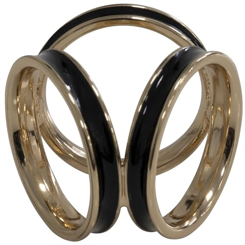 AERZETIX - C68826 - Bague de foulard - Couleur doré et noir - anneau boucle tendance écharpe mode décoration tenue vestimentaire