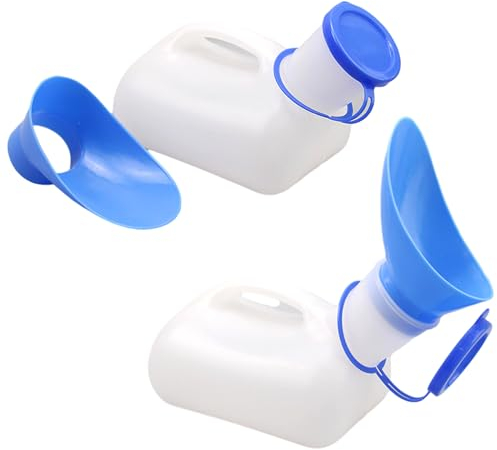 SRTSTR 2Pz Pappagallo Urina Donna Uomo, 1000ML Orinatoio Portatile Uomo con Coperchio, Bottiglia Orinatoio Unisex, Bottiglia di Urina Raccoglitore con Scala Graduata per Viaggi, Auto, Campeggio