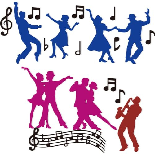 DELORIGIN 6 Styles Music Jazz Dance Cutting Dies Card Borders Stitch Die Cut Carbon Steel Die Cuts Stencils Card Scrapbooking Embossing Template Dies for DIY Paper Craft Albums Gift Decor