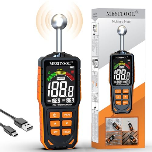 MESITOOL Humidimètre pour bois Détecteur d'humidité pour murs, bois, maçonnerie, plâtre (MT36_2)