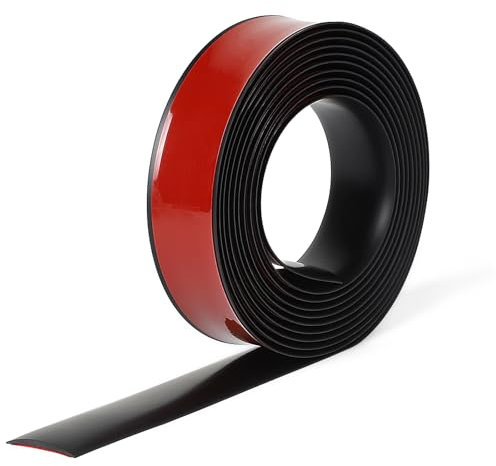 EFUTURETIME Übergangsleiste Selbstklebend 4M Übergangsprofil Schwarz 4cm Breit, 3,5mm Hohe Türleiste Boden Selbstklebend Abdeckleiste PVC für Fußböden, Tür, Fenster