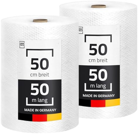 LOGIC PACK Rouleau Papier Bulle 50m x 50 cm - Protection Optimale Déménagement & Expédition - Film 2 Couches 50 Microns Résistant pour Objets Fragiles - Emballage Professionnel Antichoc