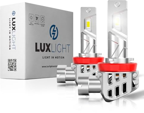 LUXLIGHT Lampadina LED H8/H9/H11 30000LM 100% ADATTABILE 2a Generazione 6500K 12V Bianco 2PZ Kit Lampada Sostituzione PLUG AND PLAY Alogena, Fari Abbaglianti e Anabbaglianti per Auto