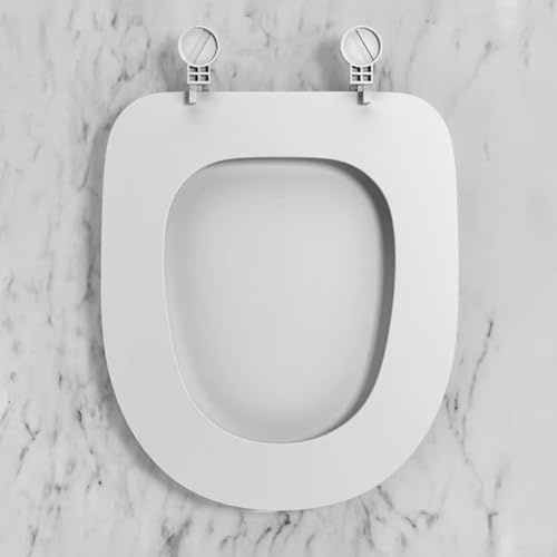 babominimer Siège de toilette blanc en forme de U et O avec fermeture douce et libération rapide, construction en urée solide, charnières fixes sur le dessus, design confortable et durable, s'adapte