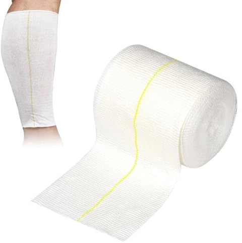 FiTspi Elastiskt rörformigt stödbandage, 2-vägs tvättbart stretchbandage för våt torr förpackning, återanvändbara töjbara bandage för handled, arm, ben, knä, muskelstöd (10 cm x 5 m)