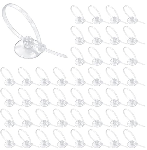 Thinp 30 Pcs Aquarium Suction Cups with 30 Pcs Adjustable Cable Ties, Clear Fish Tank Suctions Cups-Small Suction Cups for Aquarium Plants Planter Moss Shrimp Nest