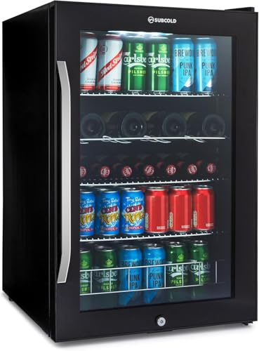 Subcold Ace130 LED Touch Control Beer Fridge With Glass Door | Premium Drinks & Wine Fridge | Auto Defrost with Fan | 140 Cans | Ideal for Home Bar Undercounter