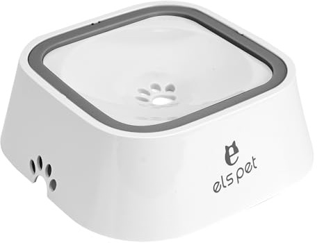 Dog Water Bowl, Splash-Free, No Spill, Anti-Choking Dog Bowl, Vehicle Carried Pet Water Bowl for Dog, Cat, Puppy, Kitty, 1.5L Large Capacity (White)