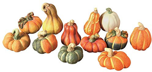 Dekoleidenschaft 12 kleine Deko Kürbisse aus Terracotta, Halloweendeko, Herbstdeko, Tischdeko, Kürbis-Deko, Streudeko