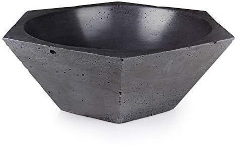 Naïf Design Decorative Bowls | Anthracite Concrete | HEX | Dia 38 cm | Very Durable Concrete | Water-Proof Concrete Mix