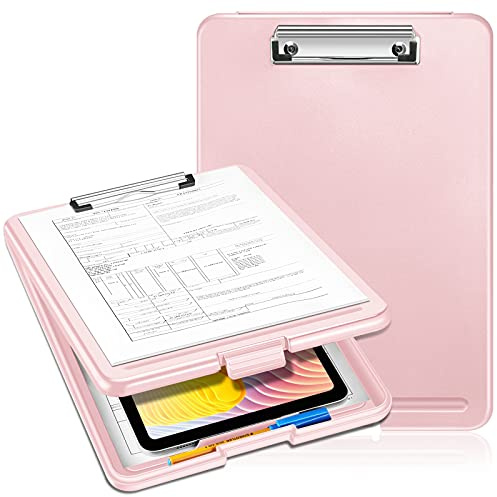 SITHON Nursing Clipboard with Storage, Lightweight Portable Writing Clipboard with Compartment Organizer for Nurse Doctor Medical Professionals Teachers Students Sales School Office, (Pink)