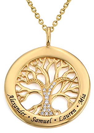 MYKA Personalisierte Halskette mit Kettengliedern und Namen aus Sterling Silber 925 / Vergoldet - Schmuck Geschenk für Damen - Mutter - Freundin (750er Gold-Vermeil)
