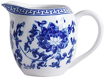 Mozacona Brocca in ceramica blu e bianca – Lattiera con manico, per servire caffè e latte