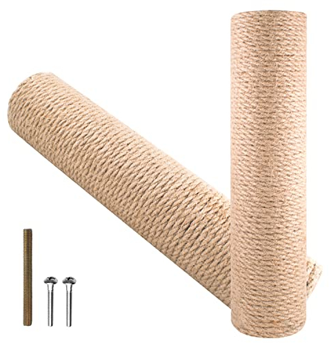 2 Pack Kratzsäule für Katzen Jute Seil Ersatzstamm für Kratzbaum 7cm Durchmesser Schrauben kratzbaume Ersatzteile Kratzbaum Ersatzteile Stamm Länge 30 cm