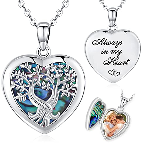 Friggem Medaillon zum Öffnen für Bilder Herz Foto Medaillons Kette 925 Sterling Silber Anhänger Baum des Lebens Medaillon Halskette Schmuck für Damen Mama Mädchen Tochter