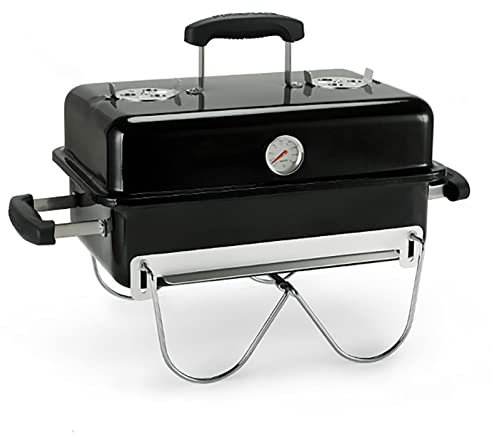 MOWEO Barbacoa de carbón compacta,Parrilla de Barbacoa portátil de sobremesa, con medidor de Temperatura, Flujo de Aire Ajustable, Estufa de carbón pequeña de Interior al Aire Libre para Camping