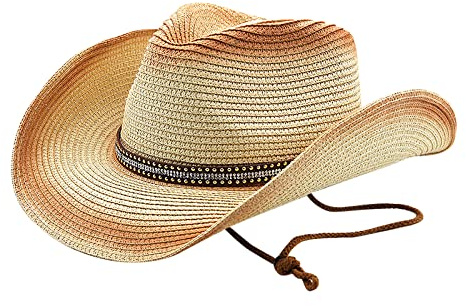 JIAHG Chapeau de cowboy unisexe - Chapeau de paille - Chapeau western - Chapeau d'été - Chapeau de soleil - Chapeau panama - Chapeau de pirate - Chapeau de plage - Chapeau de plage, Modèle 2, 56-58