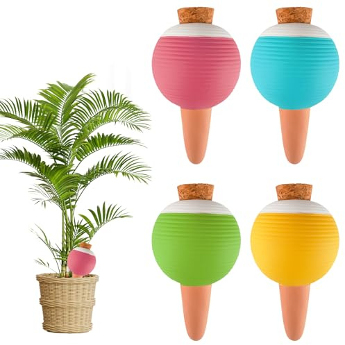 mumisuto 4 Pezzi 430ml Irrigazione a Goccia per Vasi in Terracotta, Globi Autoirriganti in Terracotta con Punte Autoirriganti, Gocciolatori Automatici per Piante in Vaso per Piante in Vaso da Interni