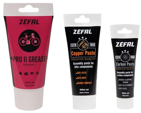 ZEFAL Underhållspaket - Pro II fett, kolpasta och kopparpasta - cykelfett och kolmonteringspasta - tillverkad i Frankrike