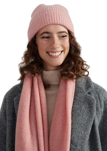 Style & Republic Damen Klassische Kaschmir Mütze-Beanie aus 100% Cashmere, Deine kuschelige und warme Premium-Strickmütze für stilvolle Herbst und Winter-momente Coral Melange